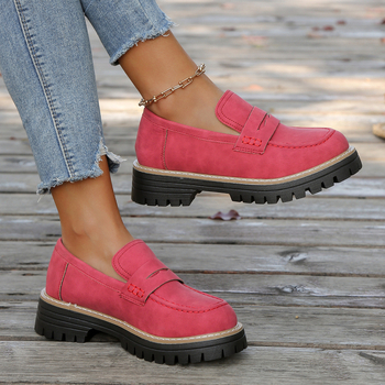 Νέα ανοιξιάτικα και φθινοπωρινά μοκασίνια 2025, μεγάλα, casual, παγωμένα, γυναικεία παπούτσια βρετανικού στιλ, χοντρό τακούνι, χοντρή σόλα, εξωτερικό εμπόριο ρετρό