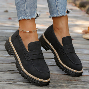 Νέα ανοιξιάτικα και φθινοπωρινά μοκασίνια 2025, μεγάλα, casual, παγωμένα, γυναικεία παπούτσια βρετανικού στιλ, χοντρό τακούνι, χοντρή σόλα, εξωτερικό εμπόριο ρετρό