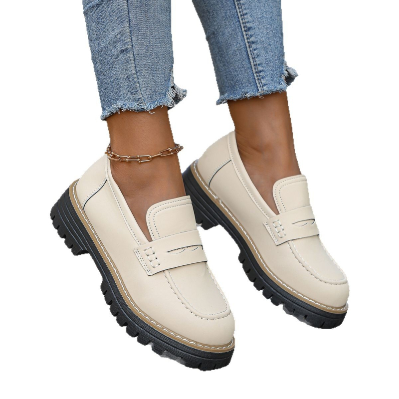 Nove proljetne i jesenske mokasine iz 2025., prekogranične, velike, ležerne, matirane, ženske cipele u britanskom stilu, debela peta, debeli potplat, vanjska trgovina, retro