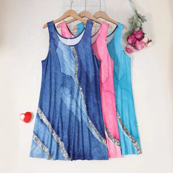 Prekogranična vanjska trgovina Mramorni printani prsluk s okruglim izrezom, spavaćica europskog i američkog uličnog stila, spavaćica s uzorkom leptira