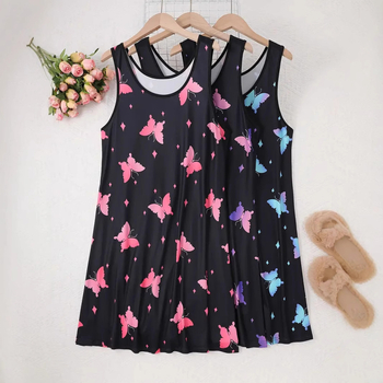 Prekogranična vanjska trgovina Mramorni printani prsluk s okruglim izrezom, spavaćica europskog i američkog uličnog stila, spavaćica s uzorkom leptira