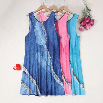 Prekogranična vanjska trgovina Mramorni printani prsluk s okruglim izrezom, spavaćica europskog i američkog uličnog stila, spavaćica s uzorkom leptira