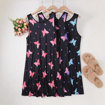 Prekogranična vanjska trgovina Mramorni printani prsluk s okruglim izrezom, spavaćica europskog i američkog uličnog stila, spavaćica s uzorkom leptira