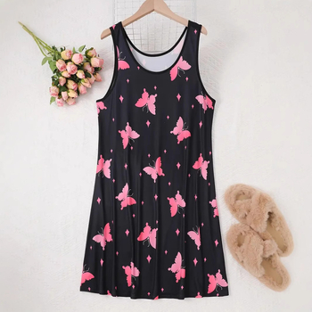 Prekogranična vanjska trgovina Mramorni printani prsluk s okruglim izrezom, spavaćica europskog i američkog uličnog stila, spavaćica s uzorkom leptira