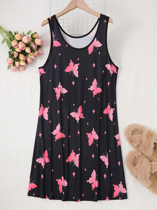 Prekogranična vanjska trgovina Mramorni printani prsluk s okruglim izrezom, spavaćica europskog i američkog uličnog stila, spavaćica s uzorkom leptira