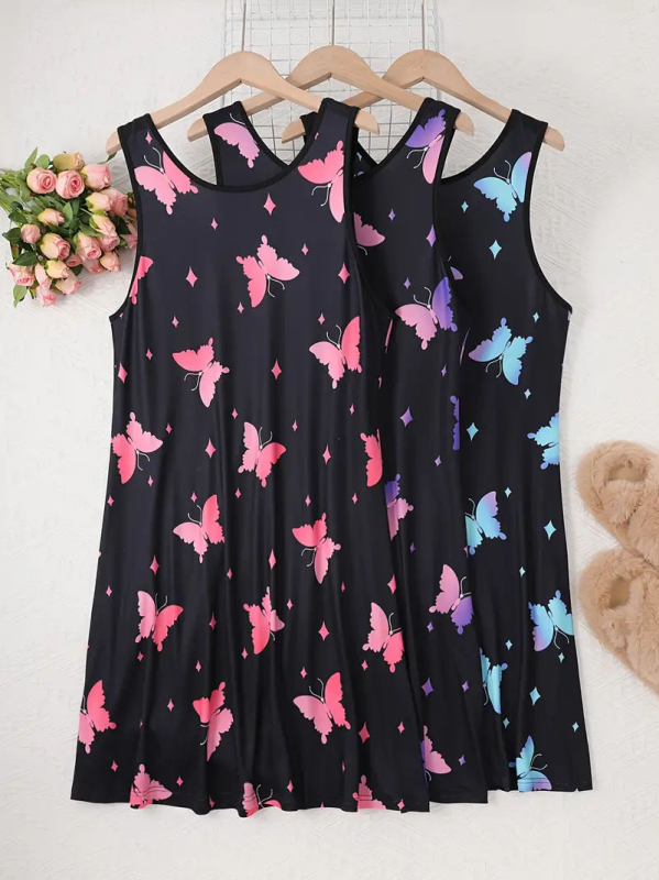 Prekogranična vanjska trgovina Mramorni printani prsluk s okruglim izrezom, spavaćica europskog i američkog uličnog stila, spavaćica s uzorkom leptira