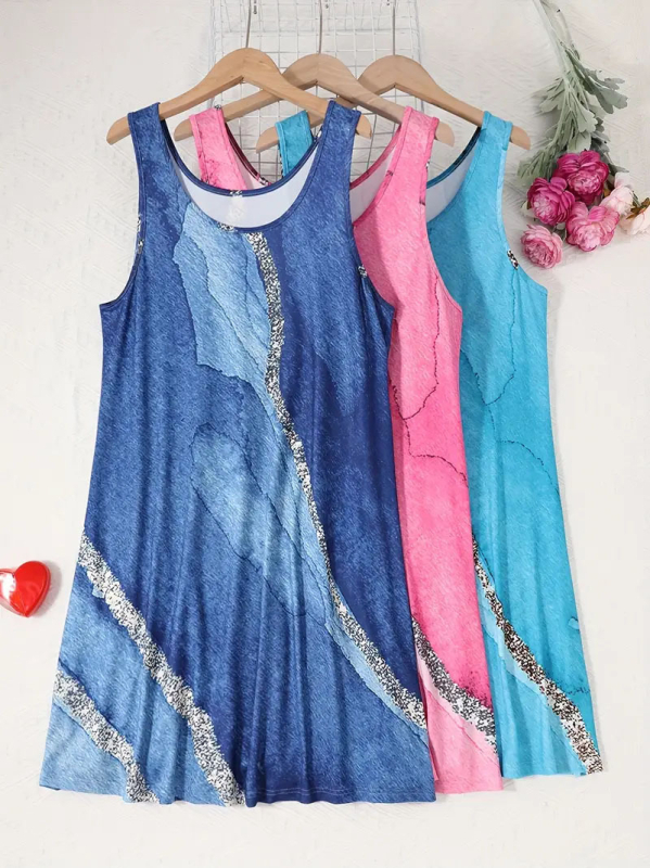 Prekogranična vanjska trgovina Mramorni printani prsluk s okruglim izrezom, spavaćica europskog i američkog uličnog stila, spavaćica s uzorkom leptira