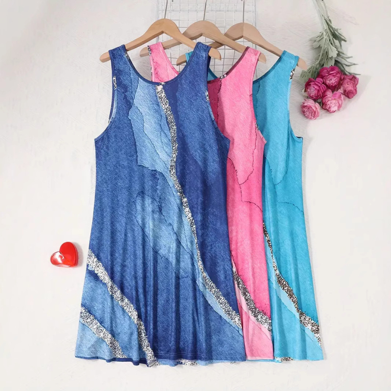 Prekogranična vanjska trgovina Mramorni printani prsluk s okruglim izrezom, spavaćica europskog i američkog uličnog stila, spavaćica s uzorkom leptira