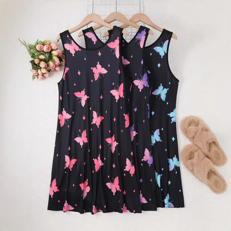 Prekogranična vanjska trgovina Mramorni printani prsluk s okruglim izrezom, spavaćica europskog i američkog uličnog stila, spavaćica s uzorkom leptira