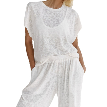 Amazon AliExpressi piiriülesed uued naiste mikroläbipaistvad pehmed ja mugavad ümara kaelusega lühikeste varrukatega püksid koduriiete komplekt