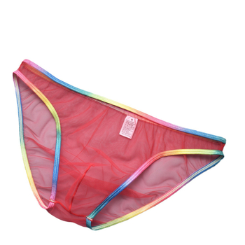 Σέξι ανδρικό εσώρουχο με προοπτική, εξαιρετικά λεπτό, διαφανές, σέξι ανδρικό εσώρουχο με mesh και ουράνιο τόξο, B903