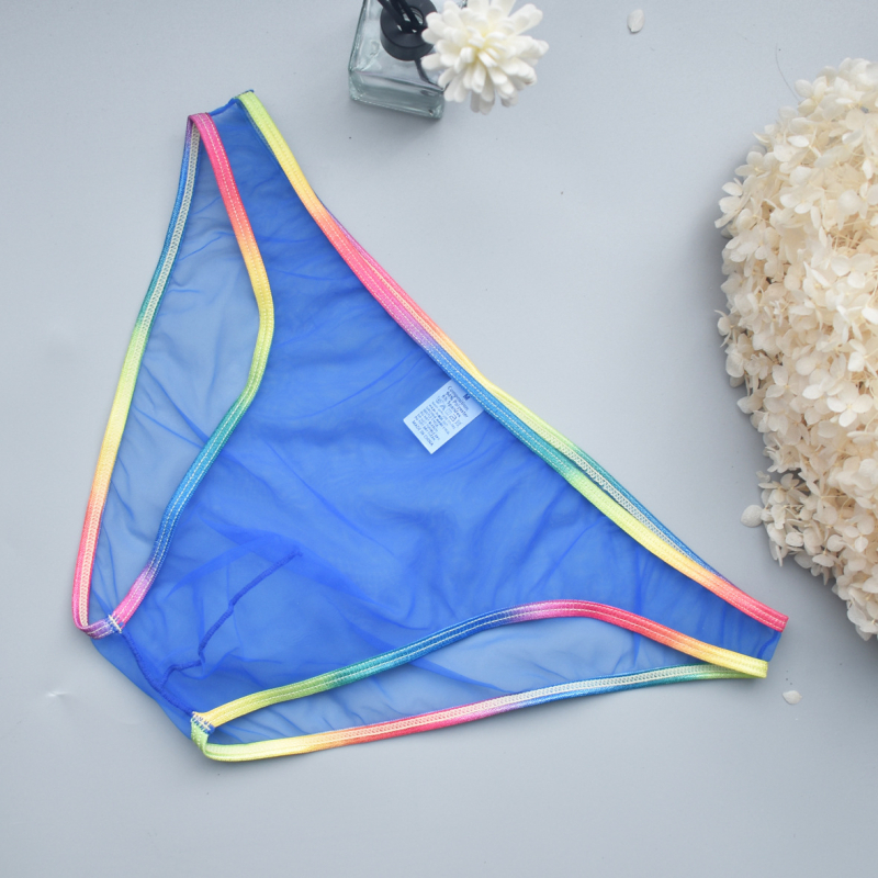 Σέξι ανδρικό εσώρουχο με προοπτική, εξαιρετικά λεπτό, διαφανές, σέξι ανδρικό εσώρουχο με mesh και ουράνιο τόξο, B903