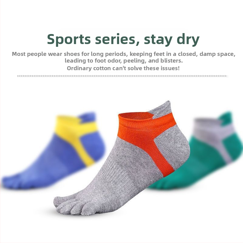 Penkių pirštų kojinės Vyriškos vasarinės plonos trumpos valties kojinės Kvėpuojančios prakaitą sugeriančios medvilninės kojinės Apsauga nuo šaknų Lauko sportui Neslystančios kojinės su padalintais pirštais