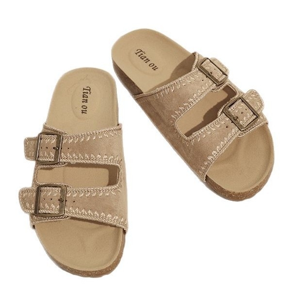 Дамски чехли Hotwind Birkenstock, нови за лятото 2025, ретро сандали за открито, плажни сандали, универсални дамски чехли тип „получешки“