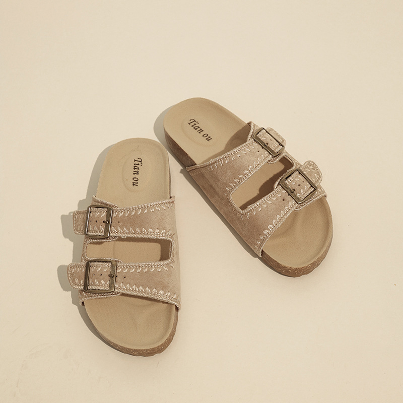 Дамски чехли Hotwind Birkenstock, нови за лятото 2025, ретро сандали за открито, плажни сандали, универсални дамски чехли тип „получешки“