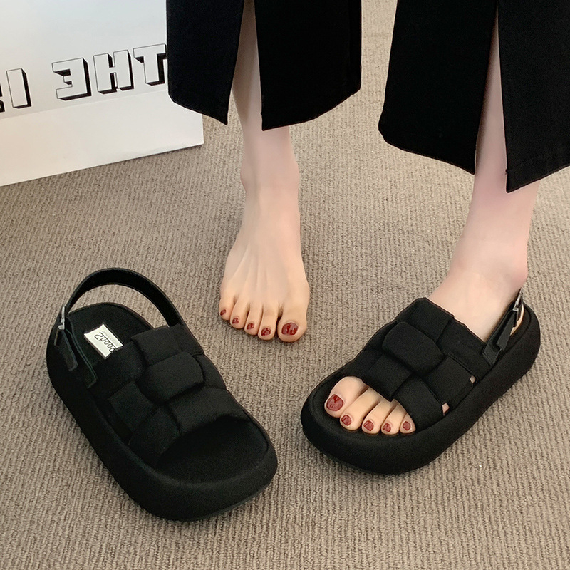 Cross-Border 2025 Nove ljetne sandale s debelim potplatom, moderne svestrane ženske papuče s jednim redom, eBay cipele za unutarnju i vanjsku upotrebu na plaži