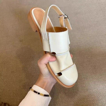 Νέα κινέζικα στυλ ρετρό γυναικεία σανδάλια Baotou με δάχτυλα, καλοκαιρινά παπούτσια 2025, όλα σε ματς, από μαλακό δέρμα, με κοίλο τελείωμα και λαβή από μαλακό δέρμα, ρωμαϊκά παπούτσια