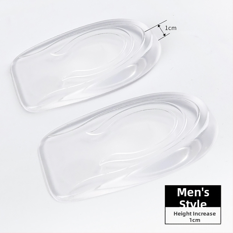 Výrobca Veľkoobchod Unisex Transparentné tlmiace protišmykové mäkké umývateľné silikónové vložky do topánok s polovičnou veľkosťou podpätku, zvyšujúce výšku, pohodlné