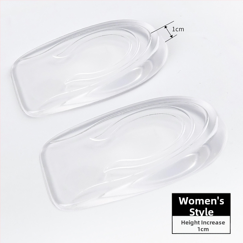 Výrobca Veľkoobchod Unisex Transparentné tlmiace protišmykové mäkké umývateľné silikónové vložky do topánok s polovičnou veľkosťou podpätku, zvyšujúce výšku, pohodlné