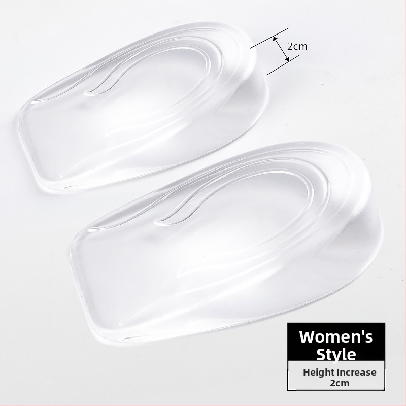 Výrobca Veľkoobchod Unisex Transparentné tlmiace protišmykové mäkké umývateľné silikónové vložky do topánok s polovičnou veľkosťou podpätku, zvyšujúce výšku, pohodlné