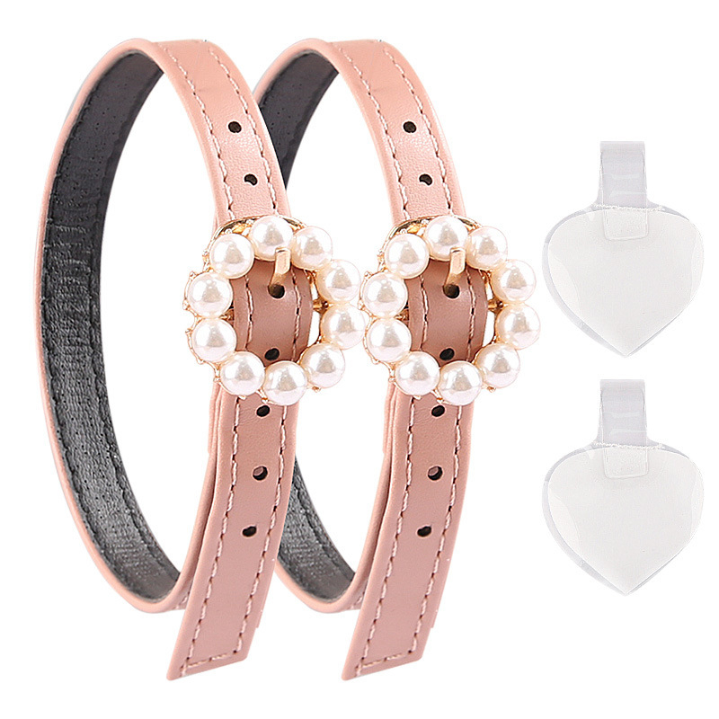 Aukštakulniai bateliai su nėriniuotais, apvaliu perlų sagtimi, kulnu, apsaugančiu nuo kulkšnies, perlų nėriniuotu dirželiu