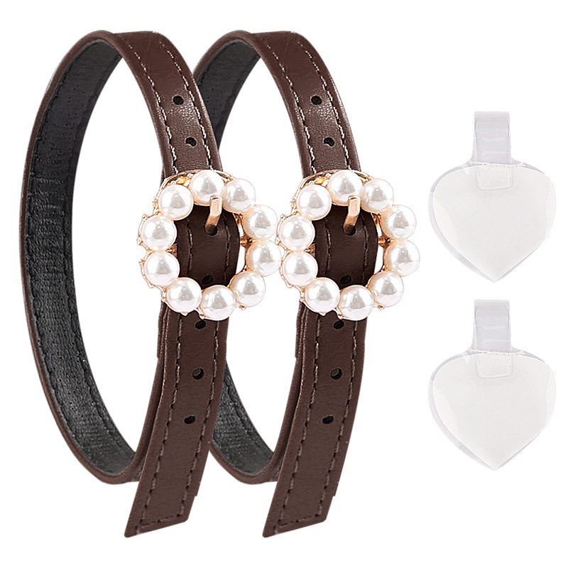 Aukštakulniai bateliai su nėriniuotais, apvaliu perlų sagtimi, kulnu, apsaugančiu nuo kulkšnies, perlų nėriniuotu dirželiu