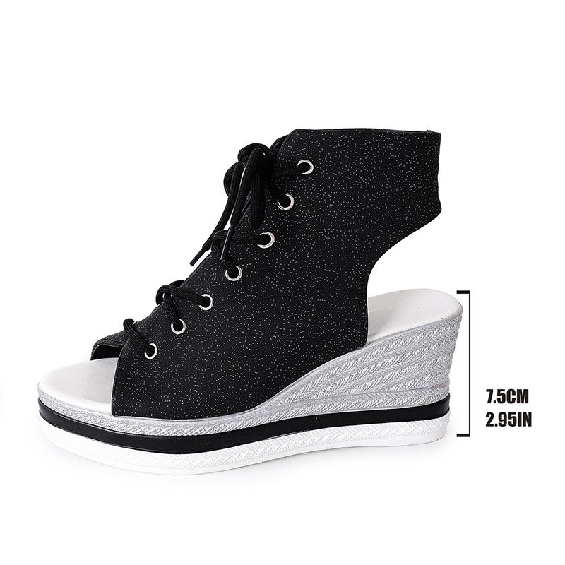 Σανδάλια Εξωτερικού Εμπορίου με Χοντρή Σόλα και Λεοπάρ Στυλ για Γυναικεία, Νέο Ευρωπαϊκό και Αμερικανικό Στυλ για το Καλοκαίρι, Μεγάλα Σανδάλια Πλατφόρμας με Ανοιχτή Δάχτυλη και Δέσιμο μπροστά, σε Ευρωπαϊκό και Αμερικανικό Στυλ