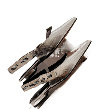 Γυναικεία Πλεκτά Σανδάλια με Γράμμα και Φιόγκο, Καλοκαιρινά 2025, Νέα, Ευρωπαϊκά και Αμερικάνικα, Ρετρό, Μυτερά, Ρηχά, Πίσω, Άδεια, Επίπεδη Σόλα, Chengsheng