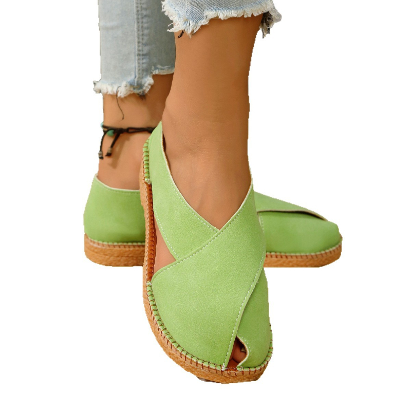 Vanjska trgovina Novi stil Baotou Hollow sandale za plažu Ženske ljetne francuske retro ravne sandale s vanjskom petom Wish