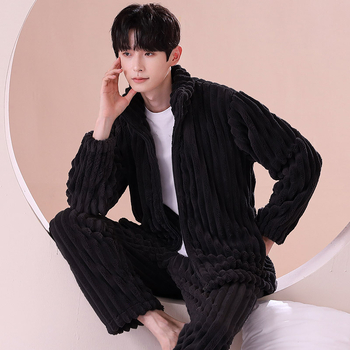 Rudens ir žiemos pižama vyriškas žieminis vilnos pamušalas sustorintas flanelinis šiltas 2023 m. naujas vyriškas namų aprangos kostiumas