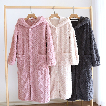 Γυναικεία Νυχτικάκια Χειμερινά, με επένδυση από φλις και παχύ κοραλί, Ανδρικά Πιτζάμες Φανέλας, Μακρύ Μπουρνούζι, Φθινοπωρινά και Χειμερινά Ρούχα Σπιτιού για Ζευγάρια