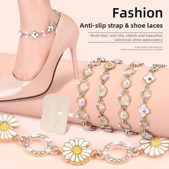 Keturių lapų dobilų „Daisy“ aukštakulniai aulinukai su vieno žodžio raišteliais, reguliuojamas suvarstomas dirželis be montavimo, apsaugantis kulną nuo kritimo