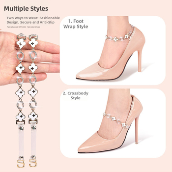 Keturių lapų dobilų „Daisy“ aukštakulniai aulinukai su vieno žodžio raišteliais, reguliuojamas suvarstomas dirželis be montavimo, apsaugantis kulną nuo kritimo