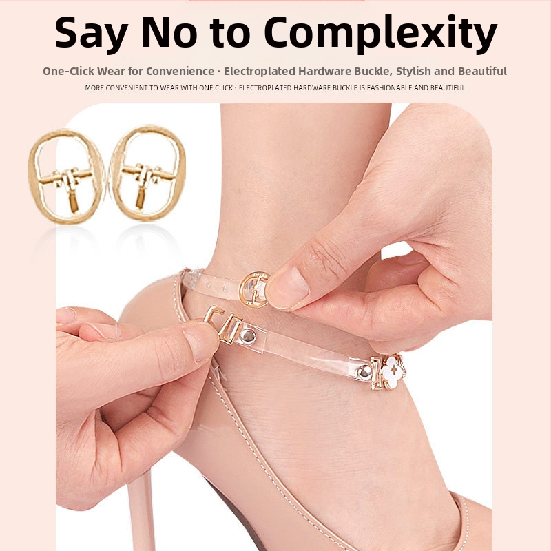 Боти на висок ток с четирилистна детелина, регулируеми връзки с една дума, невидим колан за фиксиране, предотвратяващ падане на петата, без монтаж