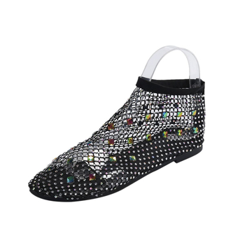 Διασυνοριακές Plus-Size 2025 Νέες Δημοφιλείς Επίπεδες Πολύχρωμες Κάλτσες Διχτυωτού Ψαρέματος με Στρας, Δημοφιλείς Ευρωπαϊκές και Αμερικανικές Slip-On