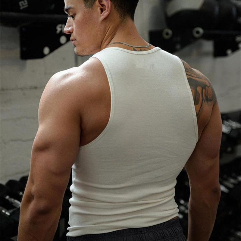 2025 Лятна плетена ледено копринена ребра Фитнес Спорт Отдих Тънка мъжка жилетка Мъжка I-образна мускулна жилетка Мъжка
