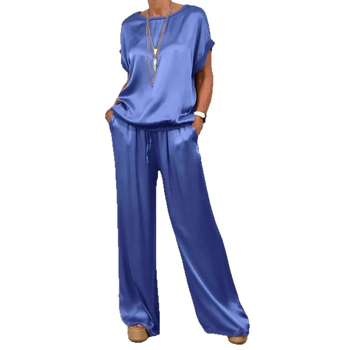 Άνοιξη/Καλοκαίρι 2025 Νέα Διασυνοριακή Μόδα Amazon Independent Station Μοντέρνο Ριχτό Πουκάμισο με Φαρδιά Παντελόνια και Casual Σετ