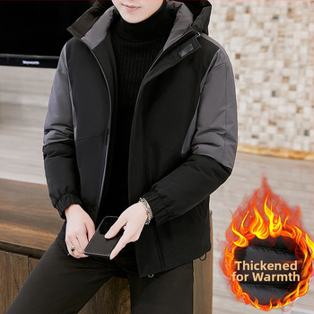 [πύκνωση] νέο ανδρικό casual μπουφάν με βαμβακερή επένδυση για το φθινόπωρο και τον χειμώνα, ανδρικό μπουφάν με βαμβακερή επένδυση, παλτό με κουκούλα