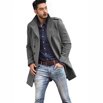 Νέα ανδρική φθινοπωρινή και χειμερινή μακριά ζακέτα με μάλλινο παλτό, με γιακά και μονόχρωμο παλτό, σε ίσια γραμμή, για άνδρες, σε διασυνοριακό επίπεδο, για Ευρώπη και Ηνωμένες Πολιτείες.