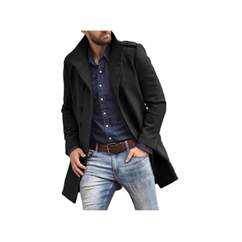 Νέα ανδρική φθινοπωρινή και χειμερινή μακριά ζακέτα με μάλλινο παλτό, με γιακά και μονόχρωμο παλτό, σε ίσια γραμμή, για άνδρες, σε διασυνοριακό επίπεδο, για Ευρώπη και Ηνωμένες Πολιτείες.