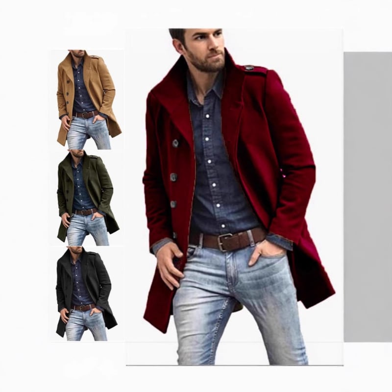 Νέα ανδρική φθινοπωρινή και χειμερινή μακριά ζακέτα με μάλλινο παλτό, με γιακά και μονόχρωμο παλτό, σε ίσια γραμμή, για άνδρες, σε διασυνοριακό επίπεδο, για Ευρώπη και Ηνωμένες Πολιτείες.