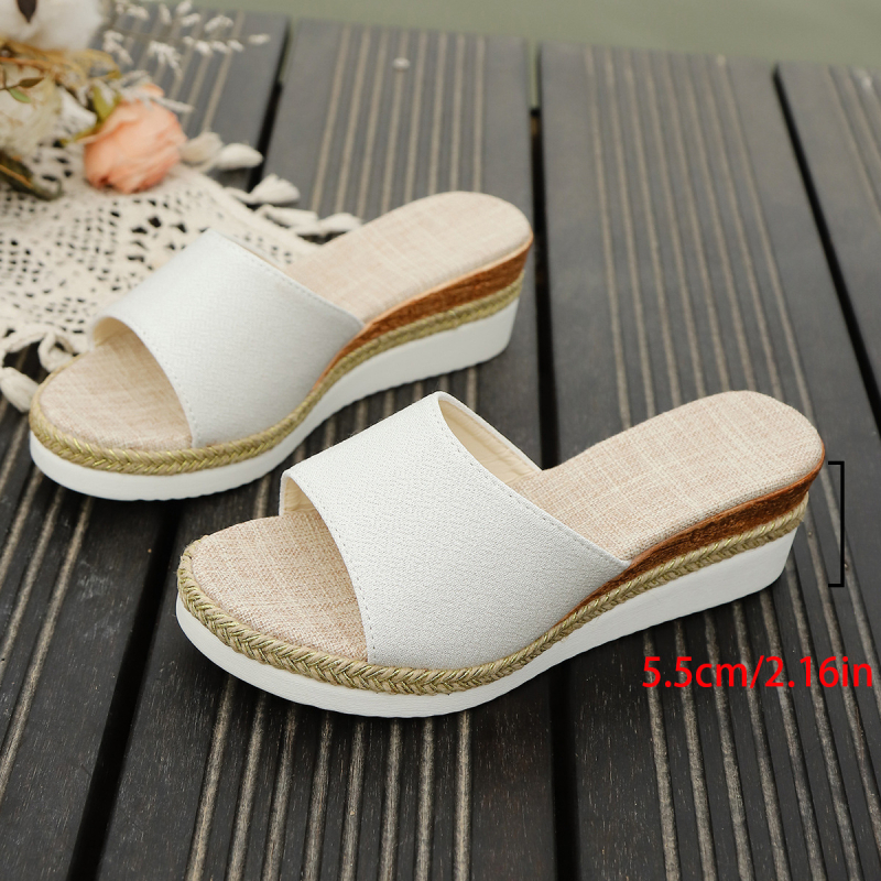 Ljetne ležerne sandale za žene 2025. Izvoz europskih i američkih ribljih usta čiste boje, velike veličine, papuče na klin, papuče s debelim potplatom, 43