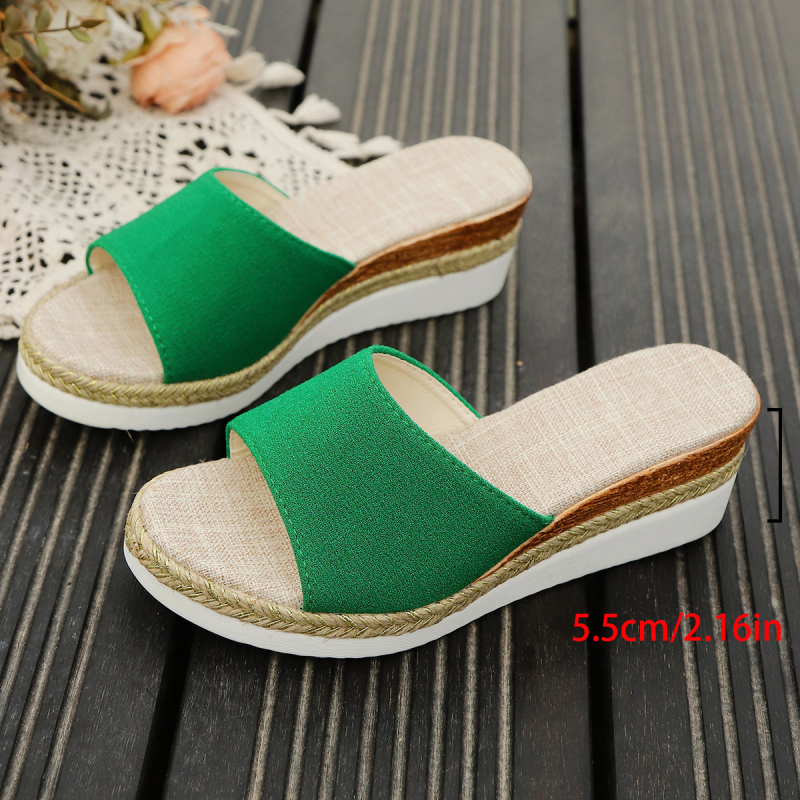 Ljetne ležerne sandale za žene 2025. Izvoz europskih i američkih ribljih usta čiste boje, velike veličine, papuče na klin, papuče s debelim potplatom, 43