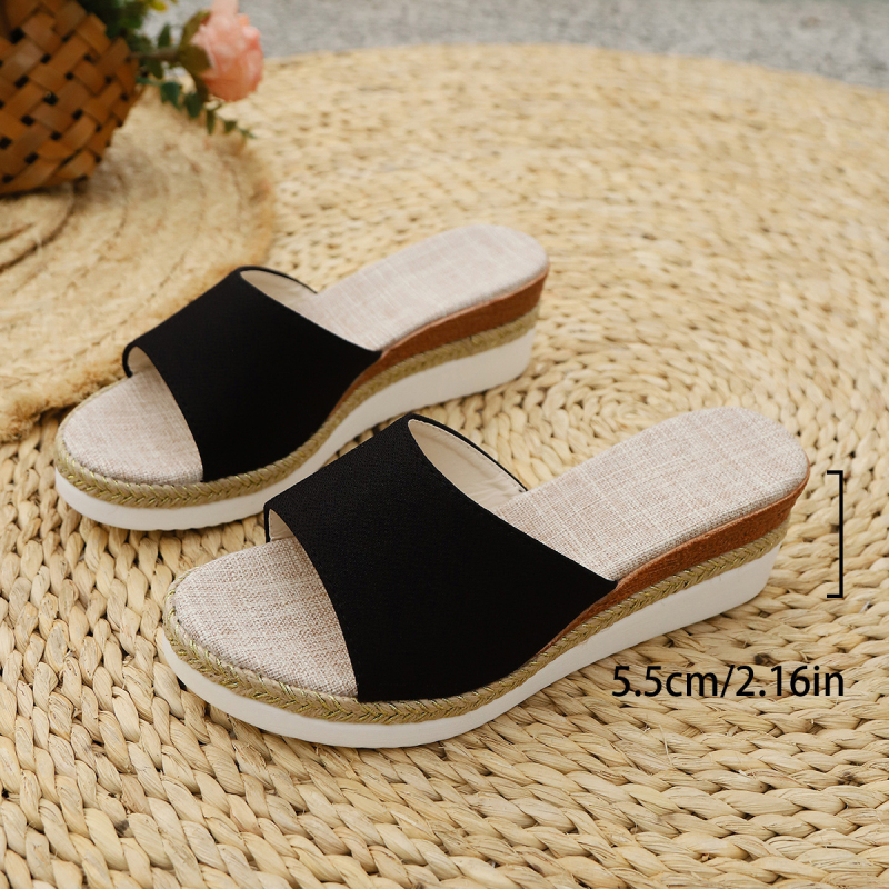 Ljetne ležerne sandale za žene 2025. Izvoz europskih i američkih ribljih usta čiste boje, velike veličine, papuče na klin, papuče s debelim potplatom, 43