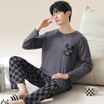 Meeste pikkade varrukatega kevad- ja sügispidžaama, mida saab kanda ka õues, sügisel ja talvel, pluss-suuruses poiste 2024. aasta uus koduriietus