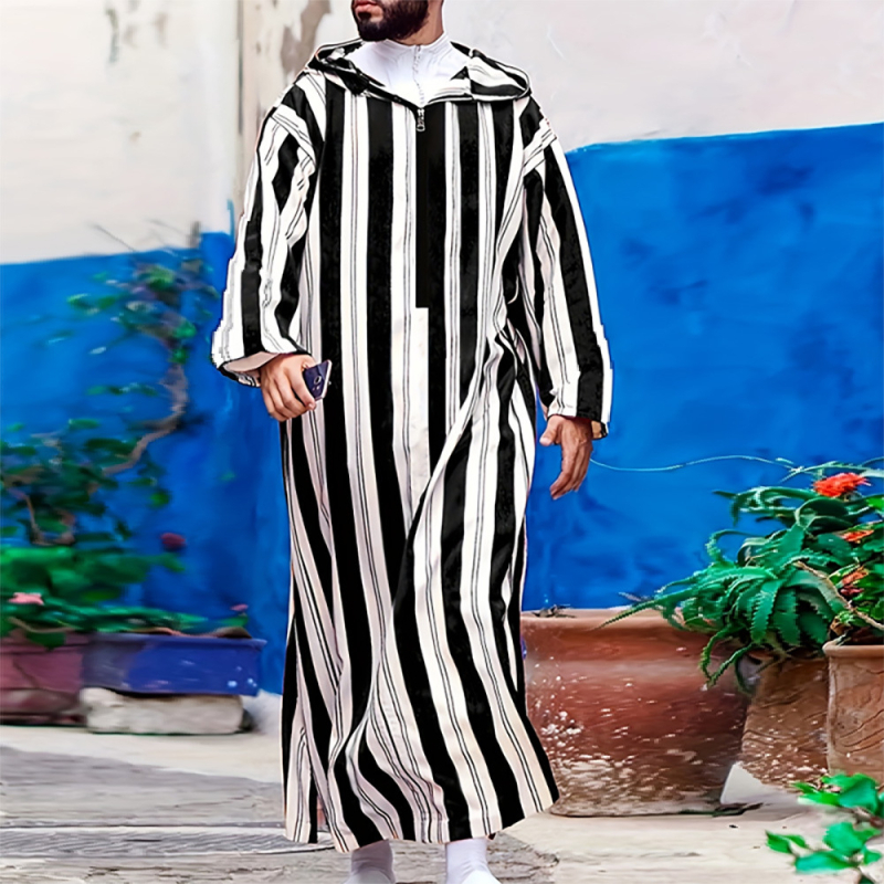 2025. aasta väliskaubanduse piiriülene meeste pikk särk vabaaja noorte tavaline must moslemi tikitud hommikumantel 113824