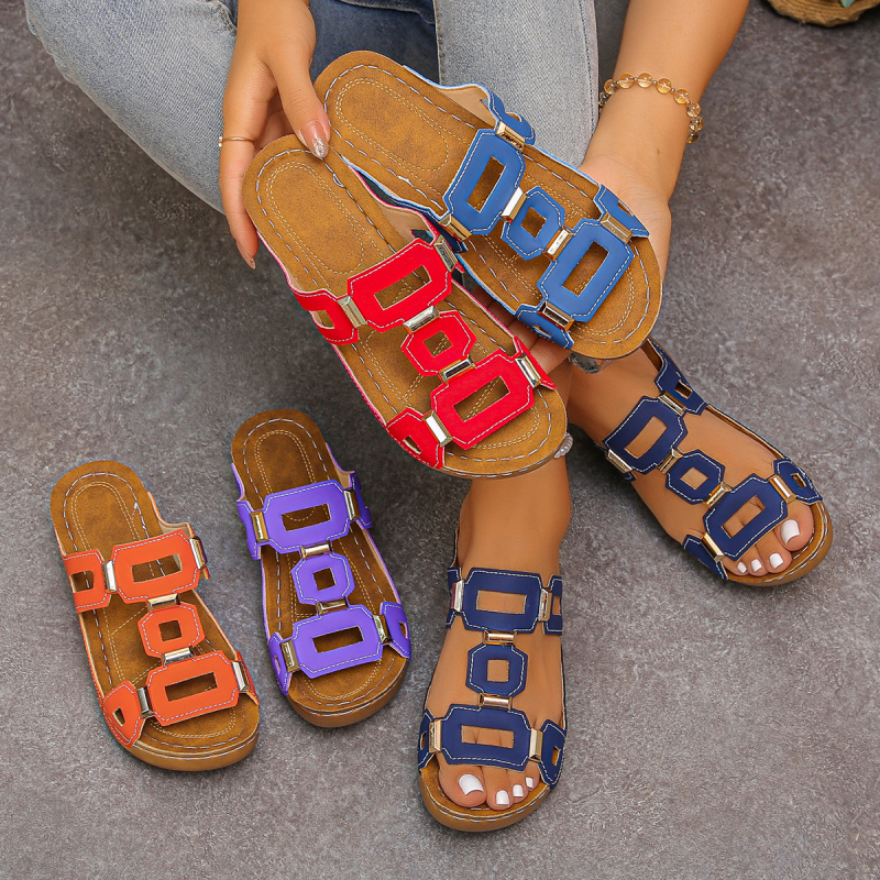 Papuci de damă cu gura de pește, de dimensiuni mari, din Europa și America, transfrontaliere, casual, de culoare pură, pentru femei, 2025, noi, cu talpă groasă, o singură linie, la modă, ușoare