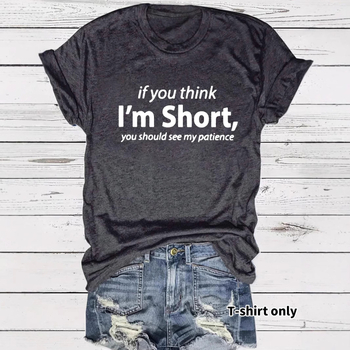 Tricou european și american în stoc, cu guler rotund, mânecă scurtă, imprimat „I’m Short”, de vară, nou, confortabil, en-gros