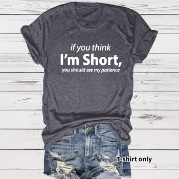 Tricou european și american în stoc, cu guler rotund, mânecă scurtă, imprimat „I’m Short”, de vară, nou, confortabil, en-gros