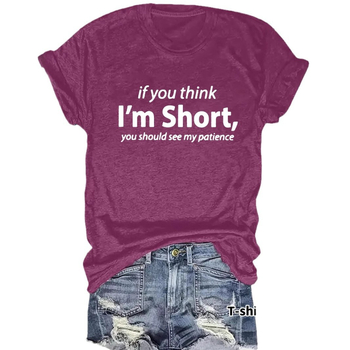 Tricou european și american în stoc, cu guler rotund, mânecă scurtă, imprimat „I’m Short”, de vară, nou, confortabil, en-gros